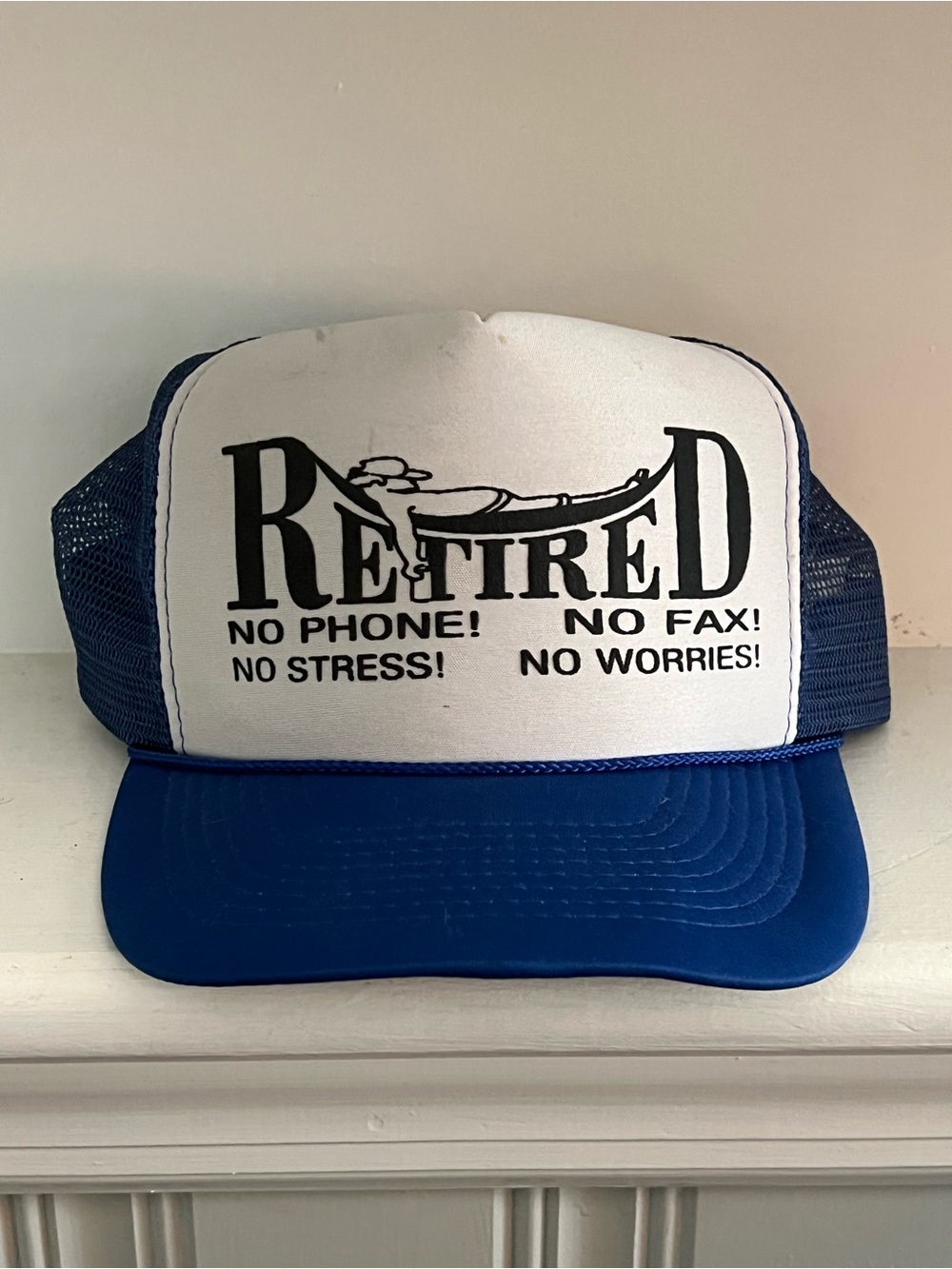 Retired Truckers Style Mesh Trucker Hat - Blue & White